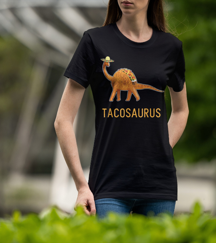 Funny Cinco De Mayo Tacosaurus Dinosaur In Sombrero With Taco Back T-Shirt