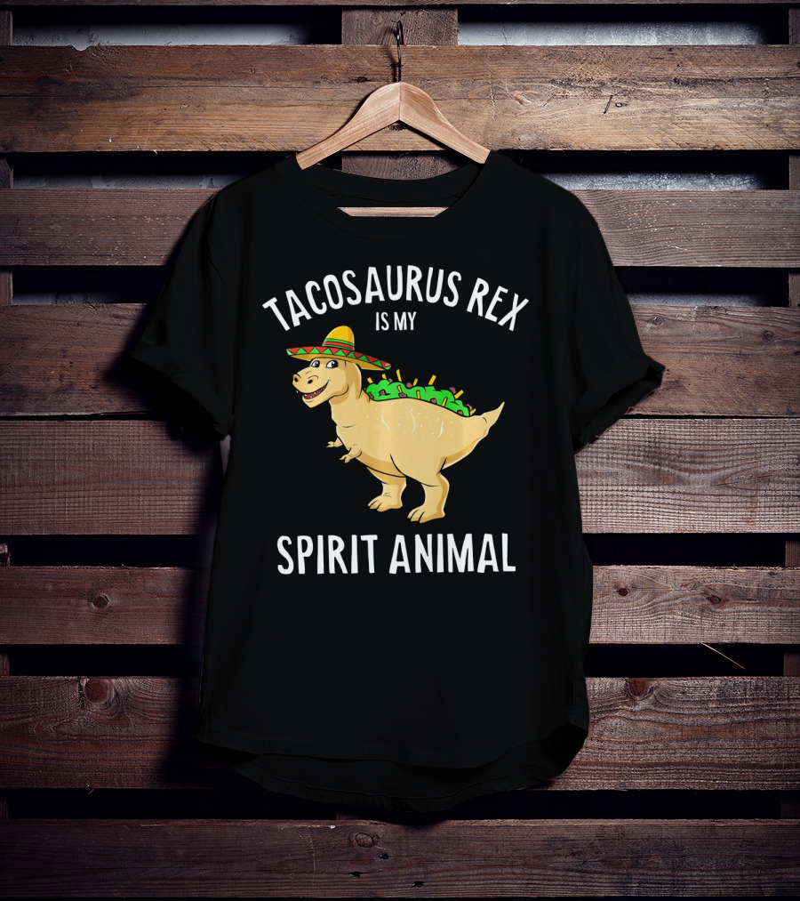 Tacosaurus Rex Is My Spirit Animal Sombrero Dinosaur With Taco Back T-Shirt