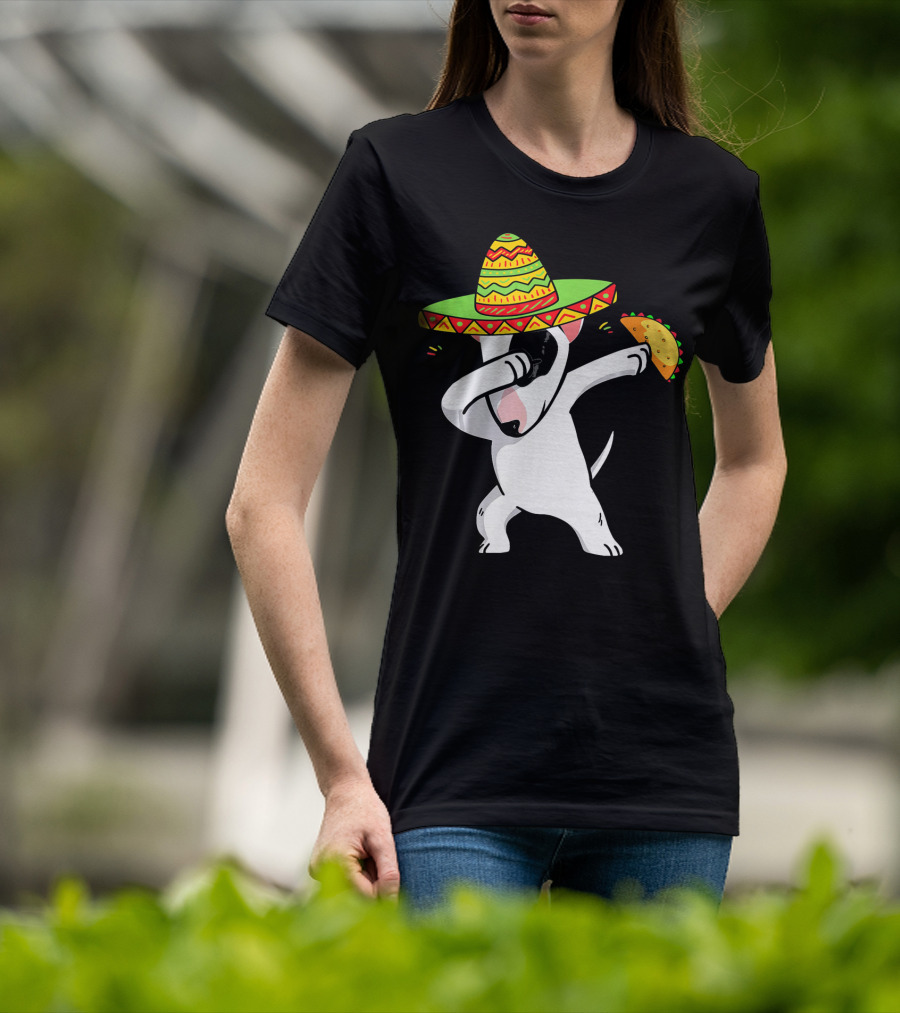 English Bull Terrier Dabbing With Sombrero And Taco T-Shirt
