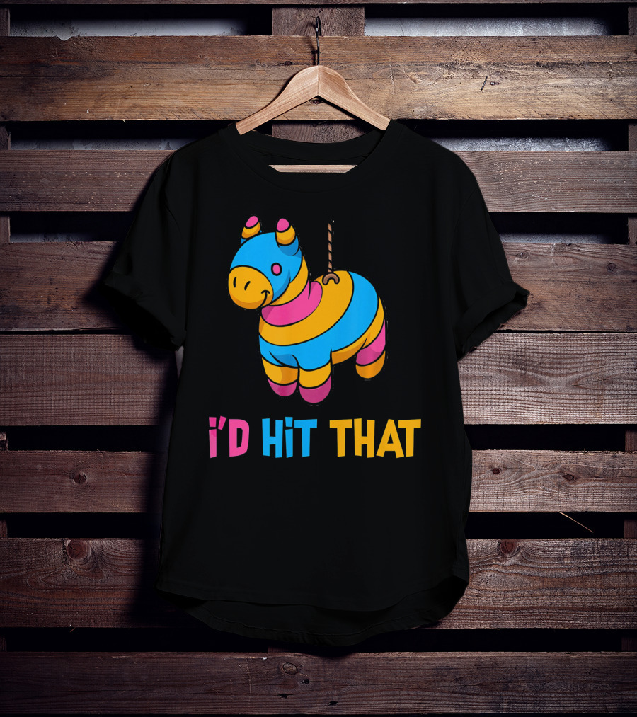Cute Mexican I'd Hit That Piñata Rope Hanging Colorful Donkey T-Shirt