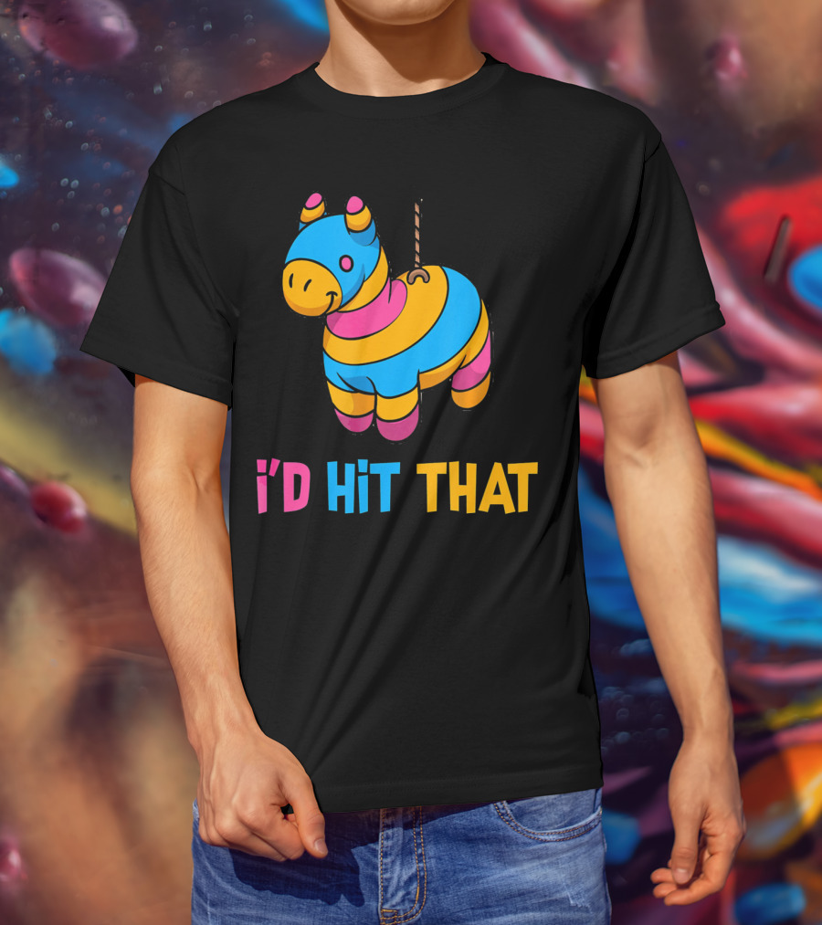 Cute Mexican I'd Hit That Piñata Rope Hanging Colorful Donkey T-Shirt