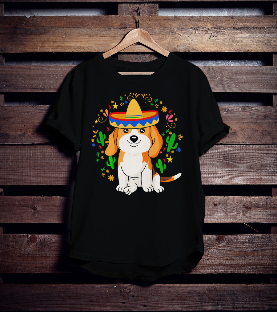 Cinco De Mayo Beagle Sombrero Cactus T-Shirt