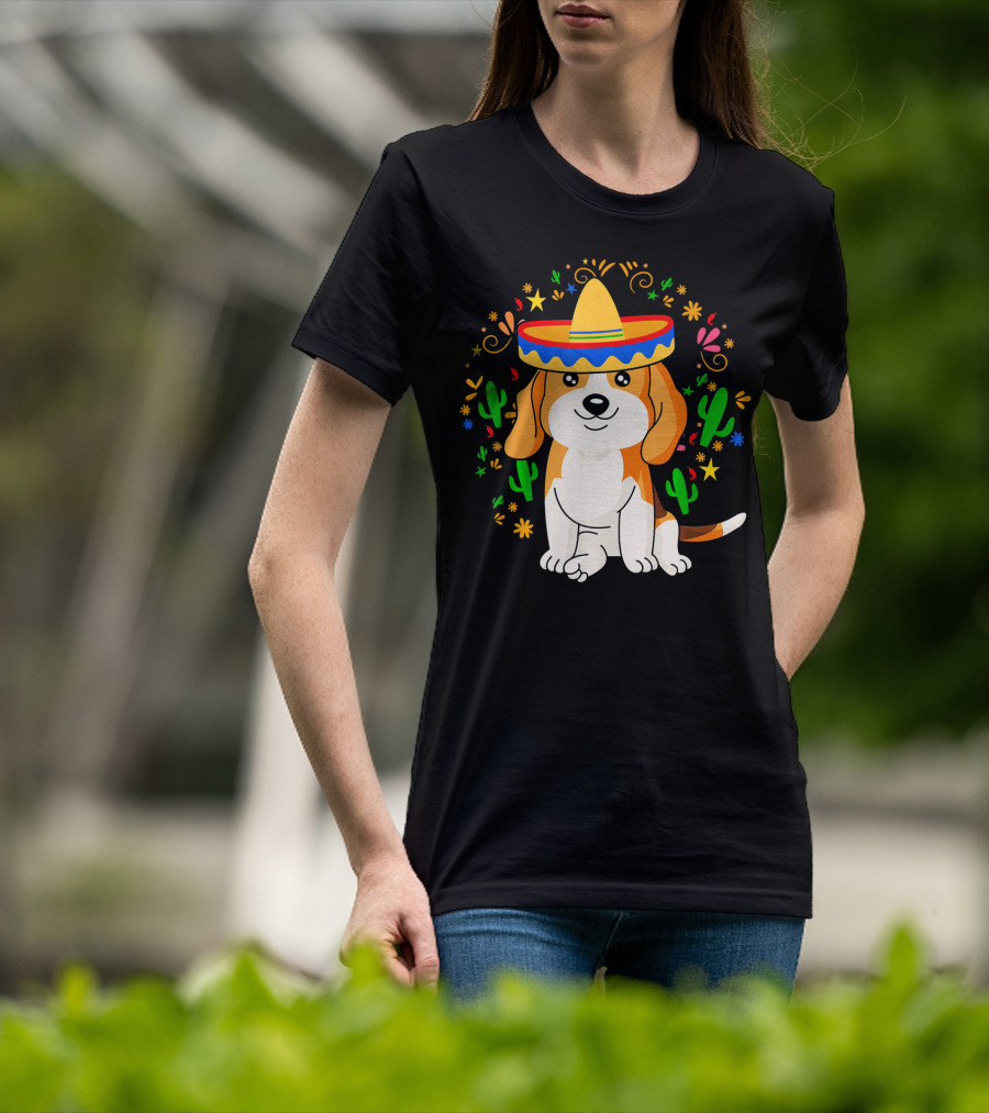 Cinco De Mayo Beagle Sombrero Cactus T-Shirt