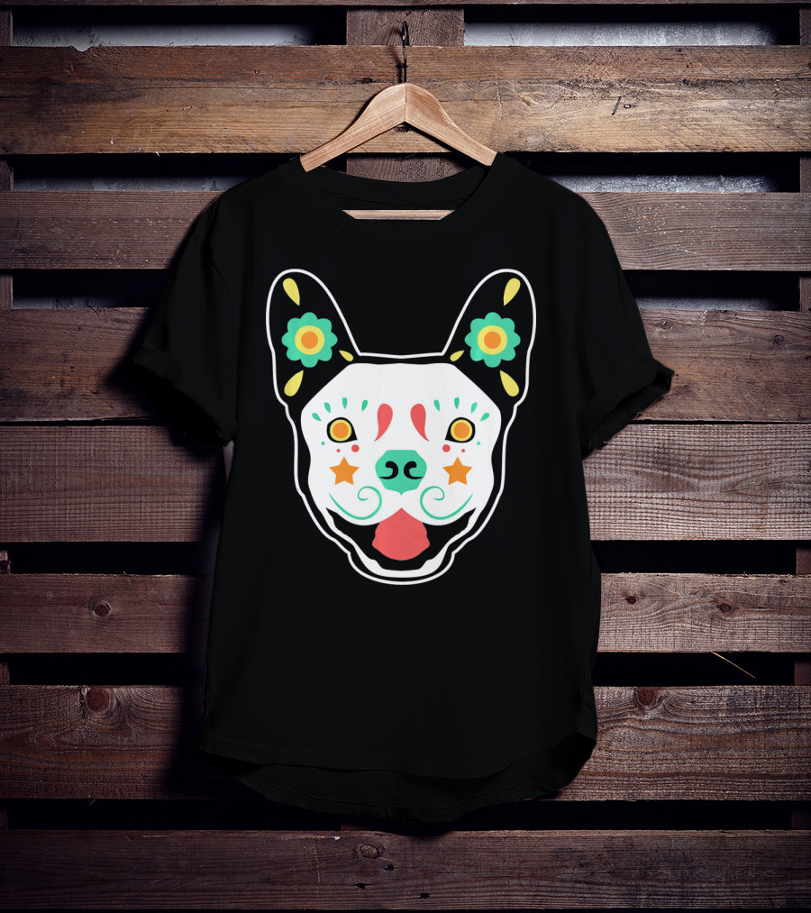 French Bulldog Sugar Skull Dia De Los Muertos T-Shirt