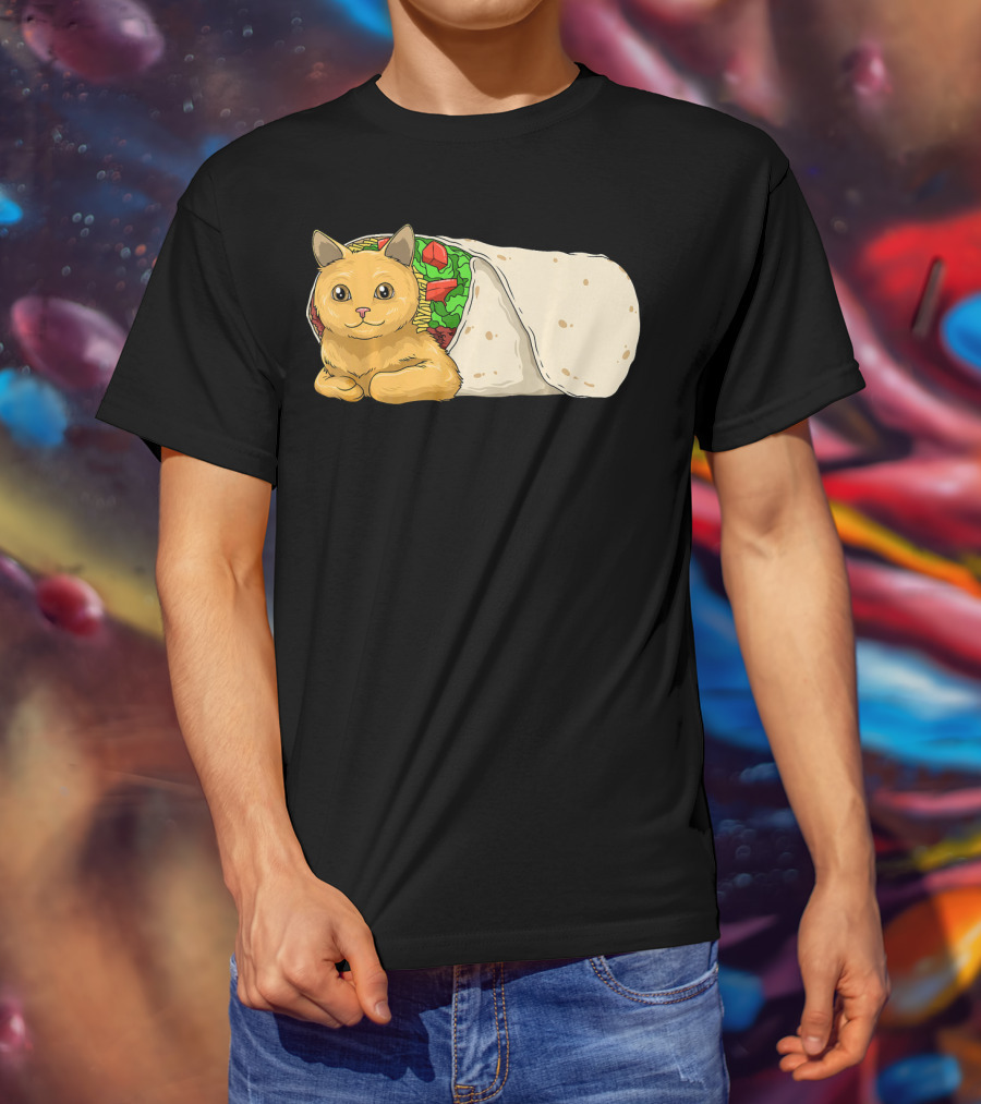 Cat Burrito Mexican Cat Cinco De Mayo Festive Humor T-Shirt