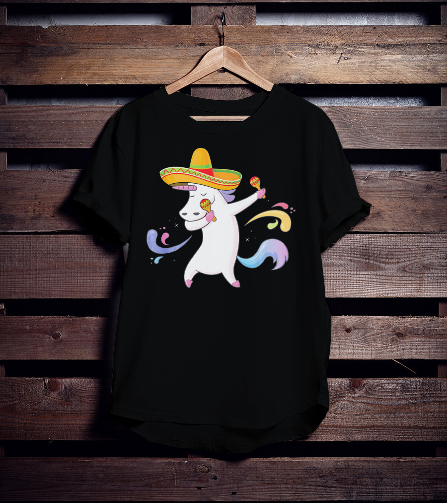 Cinco De Mayo Unicorn With Sombrero And Maracas T-Shirt