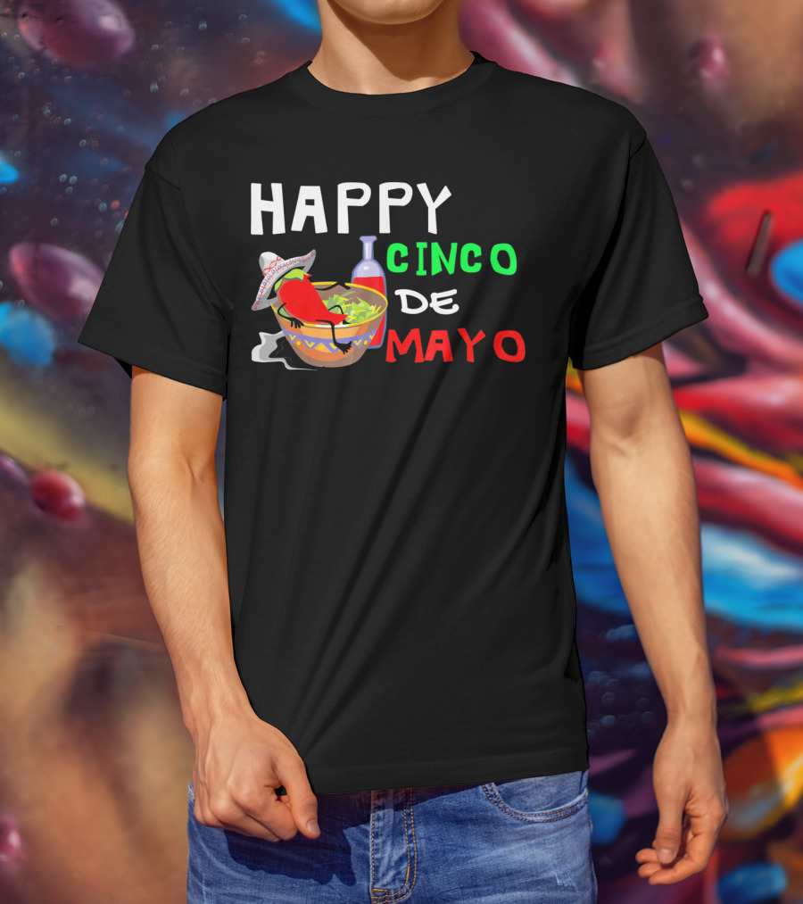 Happy Cinco De Mayo Fiesta Sombrero Chili Salsa T-Shirt
