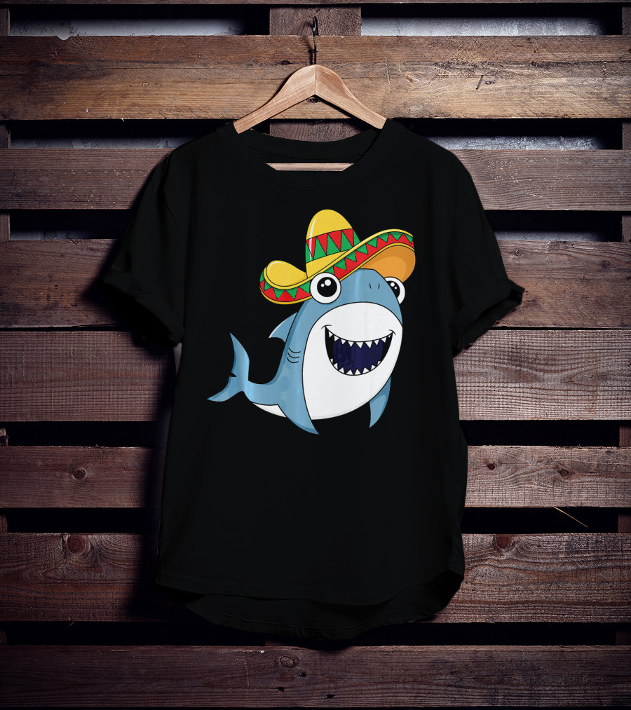 Kids Cinco De Mayo Sombrero Shark Boys Me T-Shirt