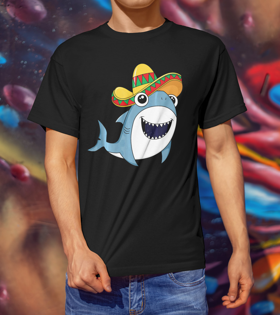Kids Cinco De Mayo Sombrero Shark Boys Me T-Shirt