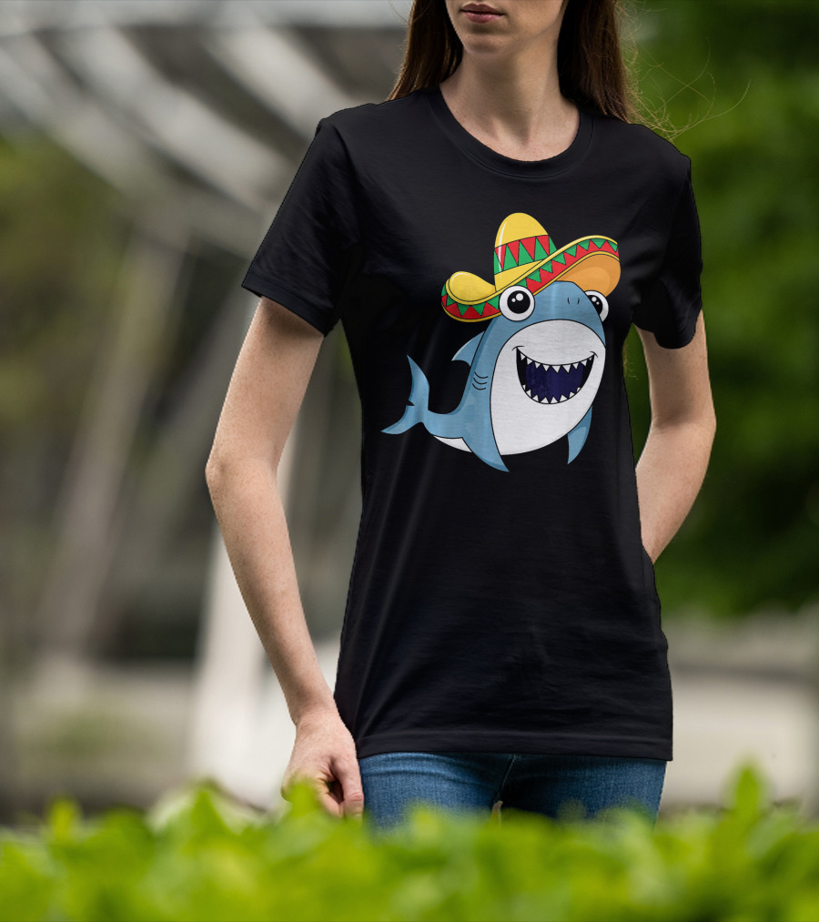 Kids Cinco De Mayo Sombrero Shark Boys Me T-Shirt