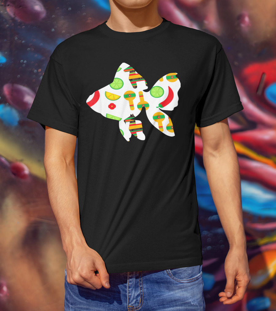 Funny Fish With Cinco De Mayo Maracas And Chili Peppers T-Shirt