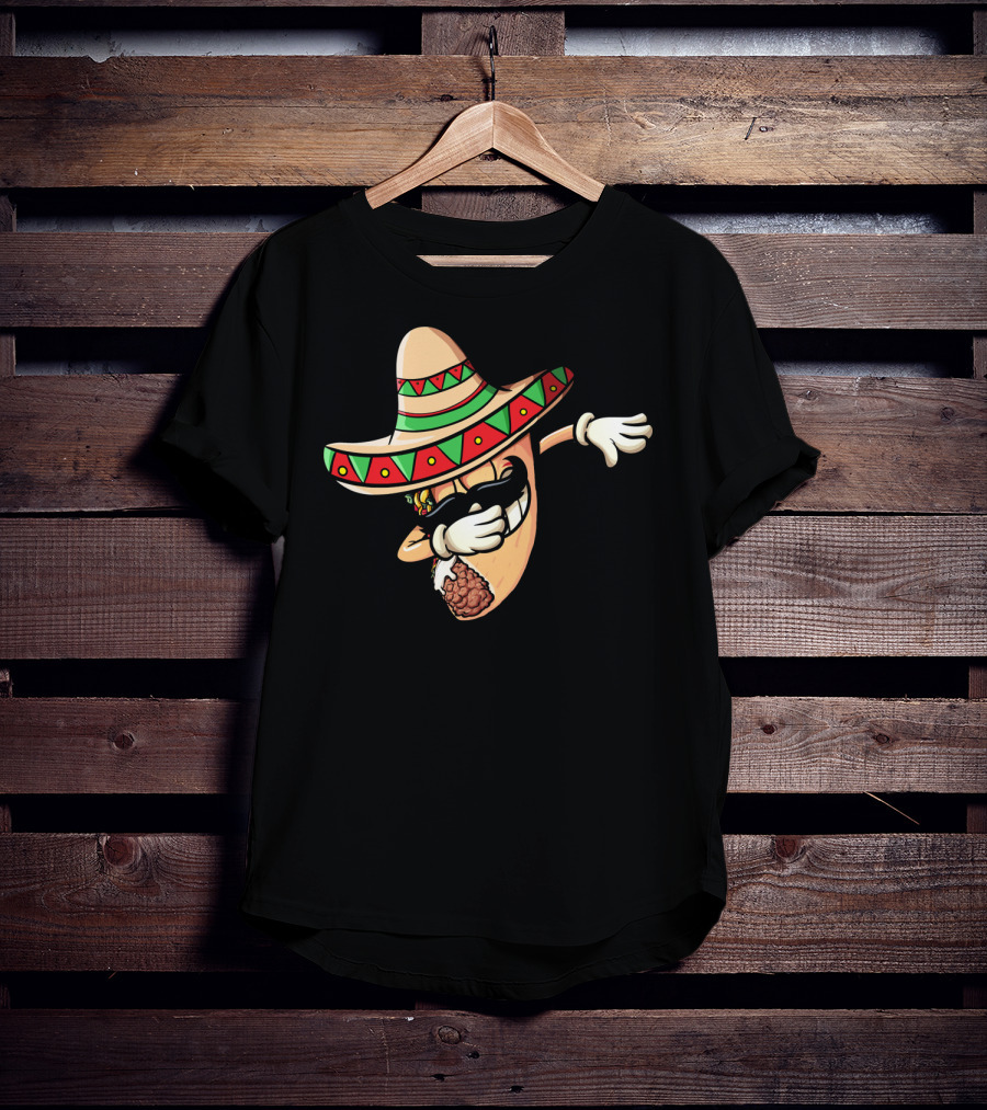 Funny Dabbing Taco Cinco De Mayo Fiesta Sombrero T-Shirt