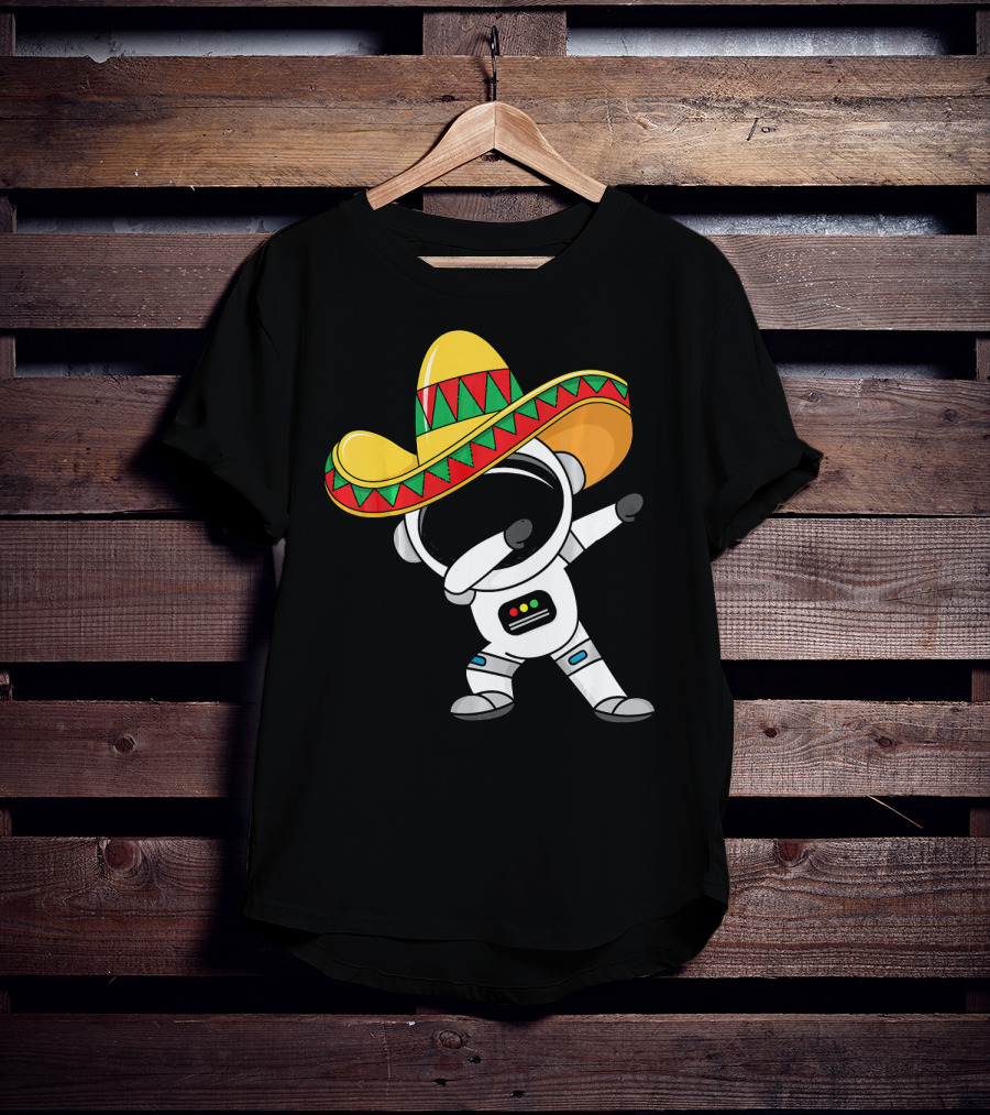 Kids Cinco De Mayo Astronaut Sombrero Dabbing T-Shirt