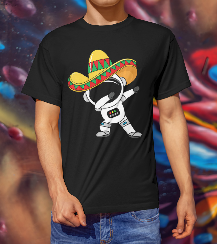 Kids Cinco De Mayo Astronaut Sombrero Dabbing T-Shirt