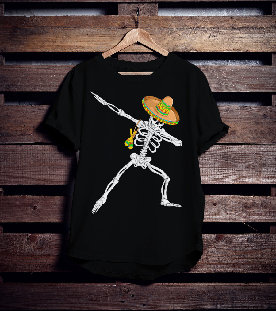 Cinco De Mayo Dabbing Skeleton Sombrero Dance T-Shirt