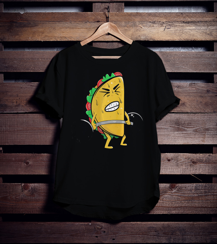 Funny Spanish Weightlifting Taco With Determined Expression T-Shirt