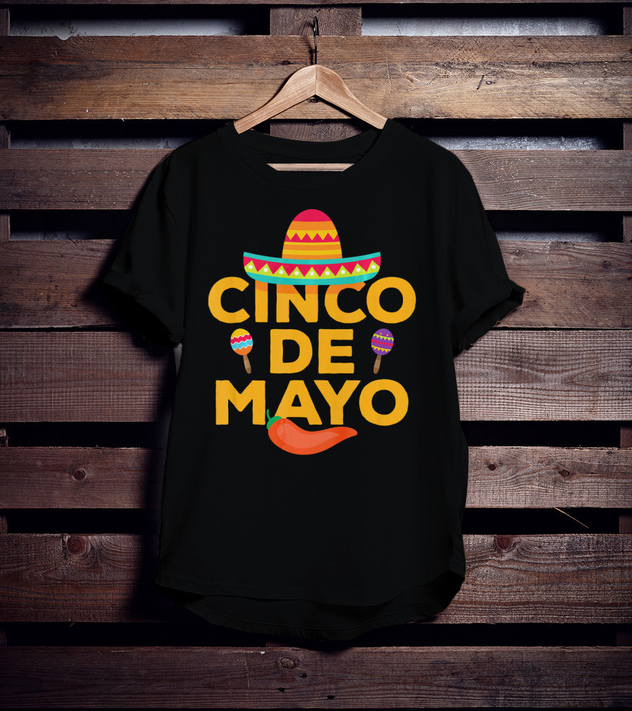 Cinco De Mayo Sombrero Maracas Pepper T-Shirt