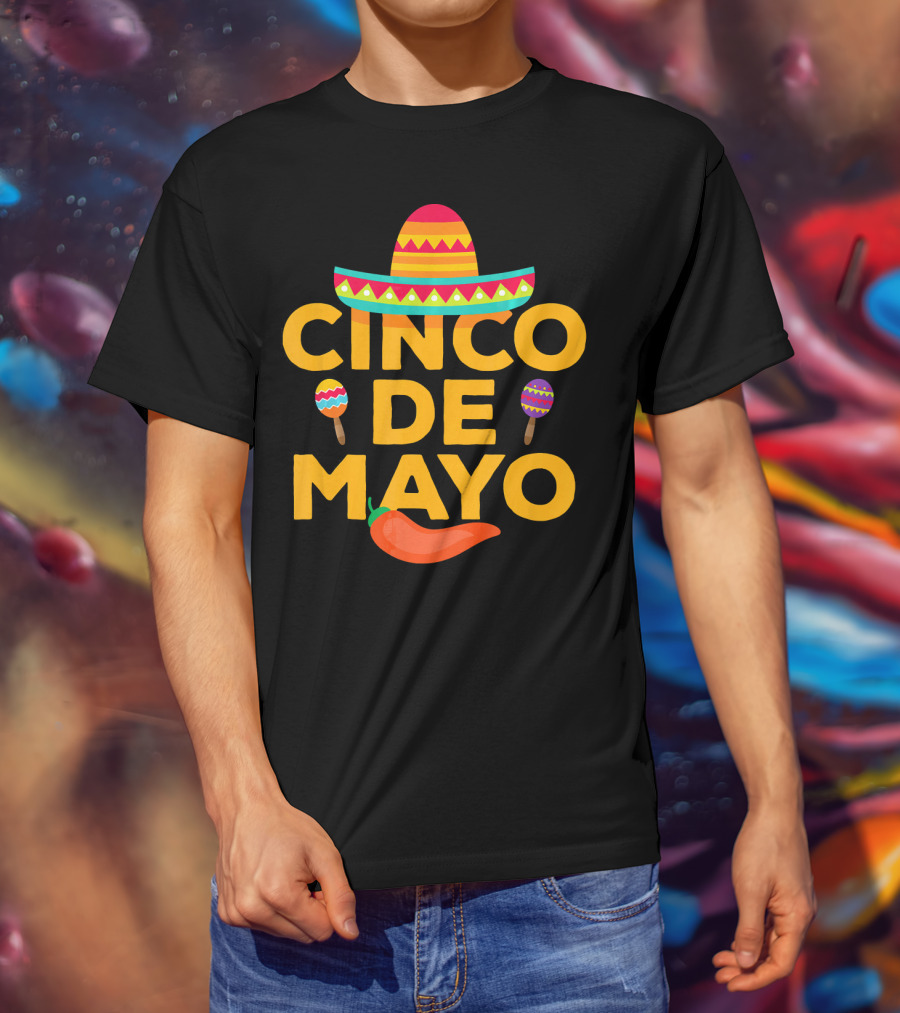 Cinco De Mayo Sombrero Maracas Pepper T-Shirt