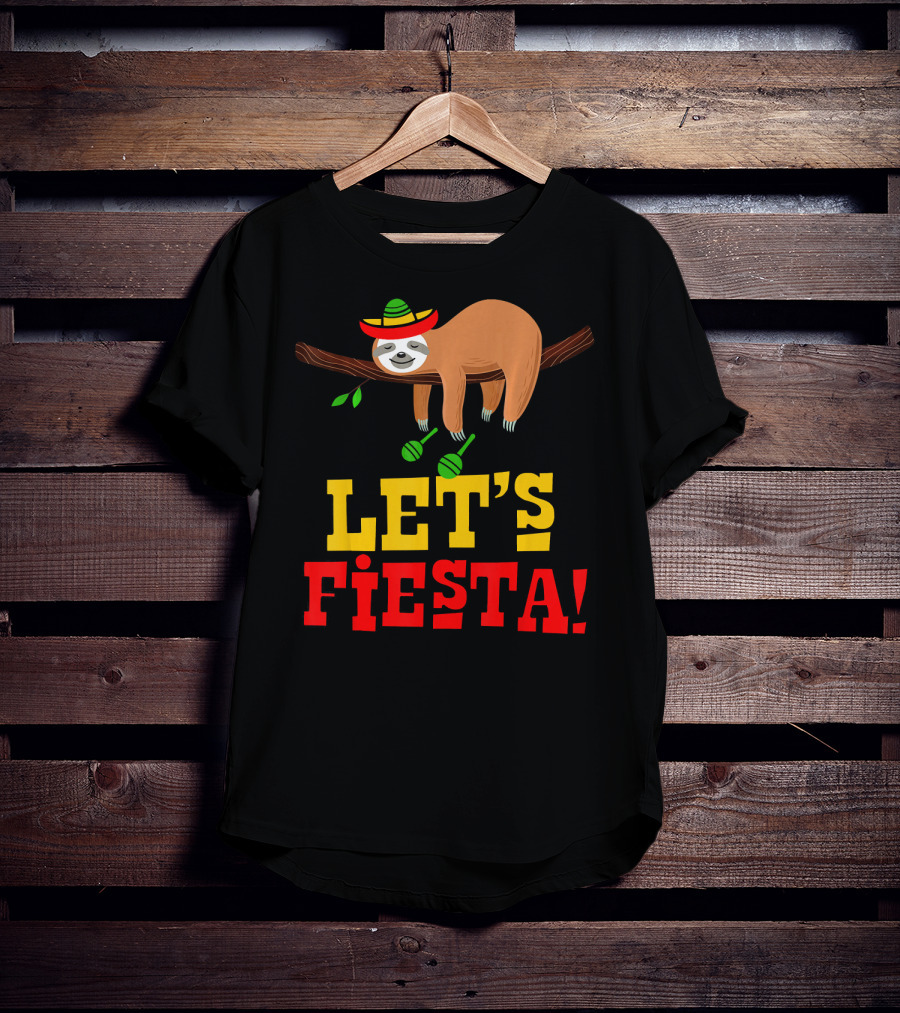 Let's Fiesta Cinco De Mayo Sloth Sombrero T-Shirt