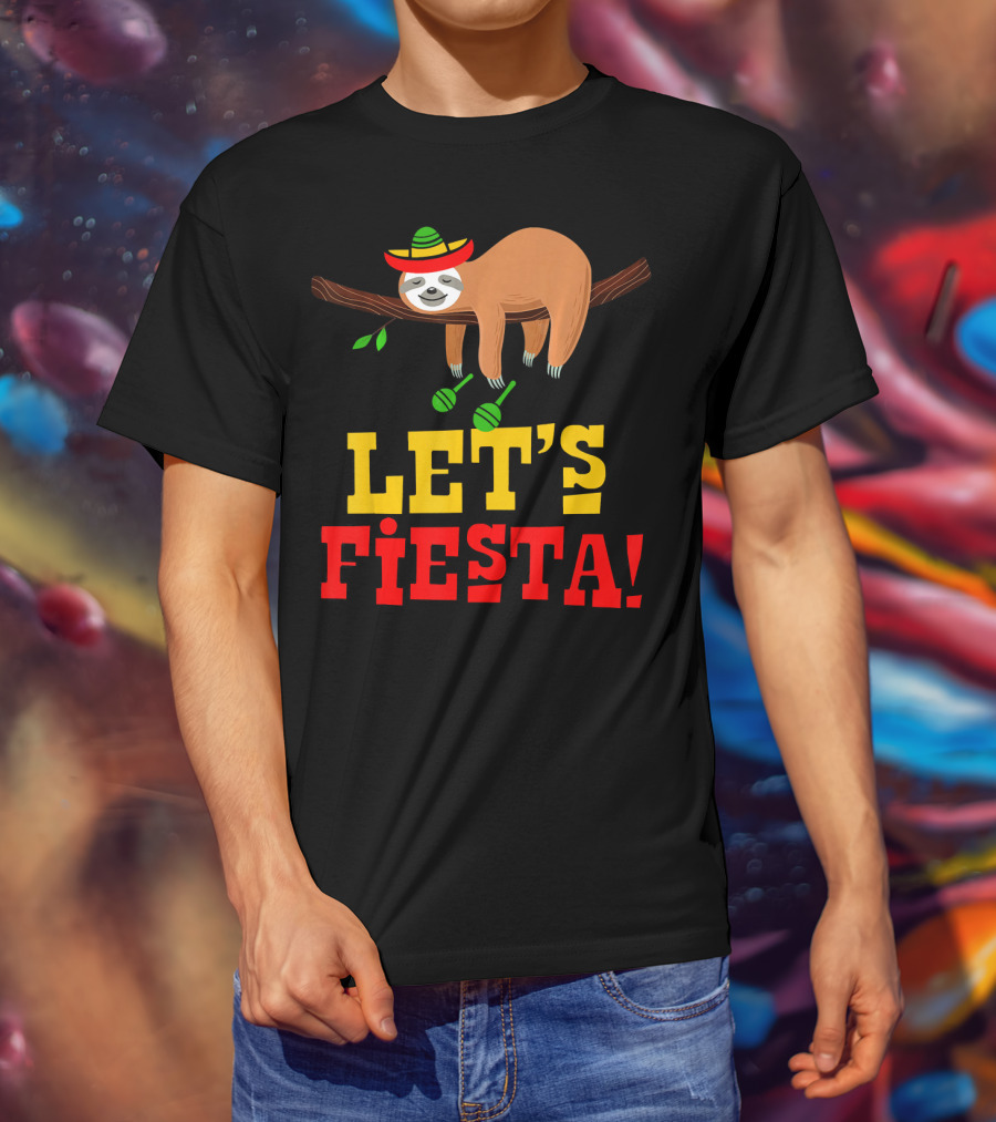 Let's Fiesta Cinco De Mayo Sloth Sombrero T-Shirt