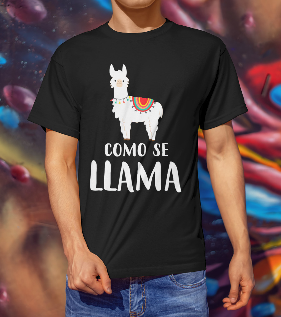 Cinco De Mayo Como Se Llama Llama With Colorful Blanket T-Shirt
