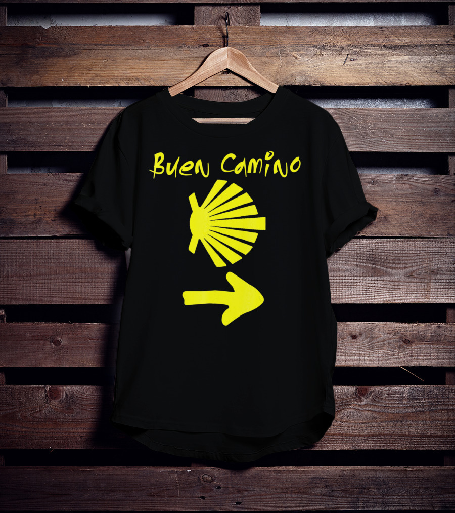 Buen Camino Santiago Yellow Shell Arrow T-Shirt