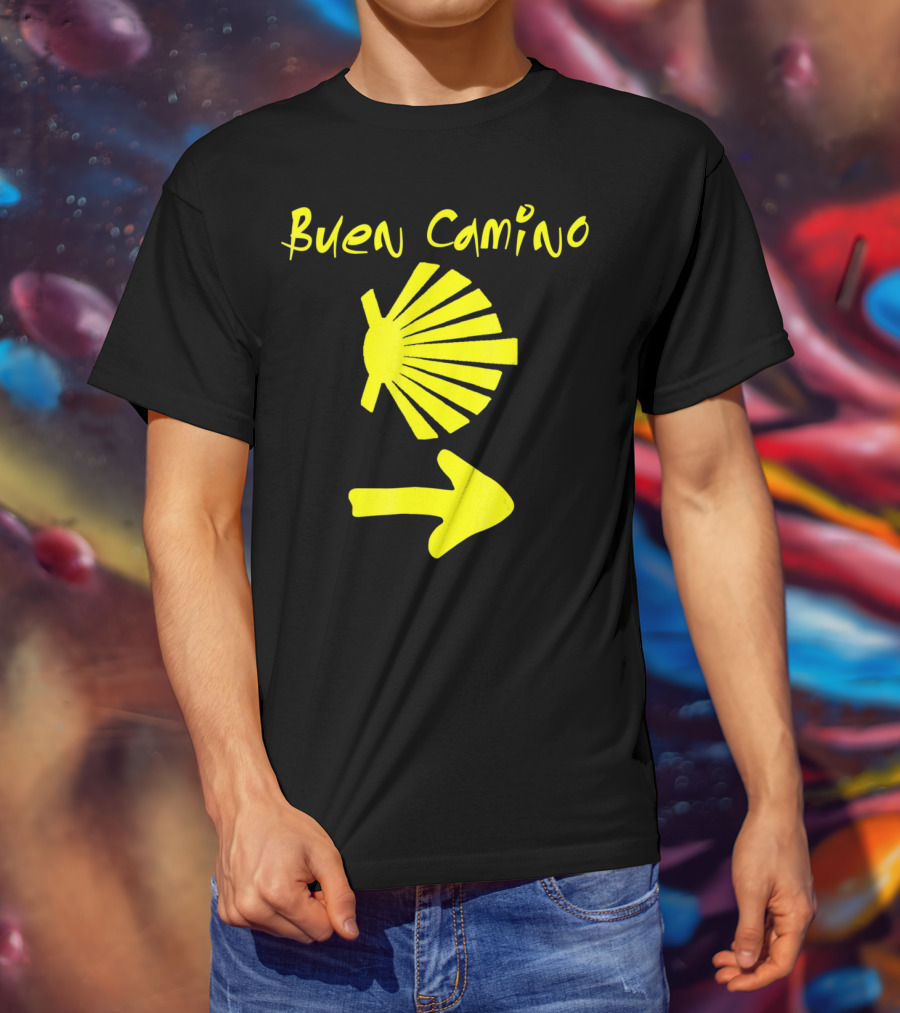 Buen Camino Santiago Yellow Shell Arrow T-Shirt