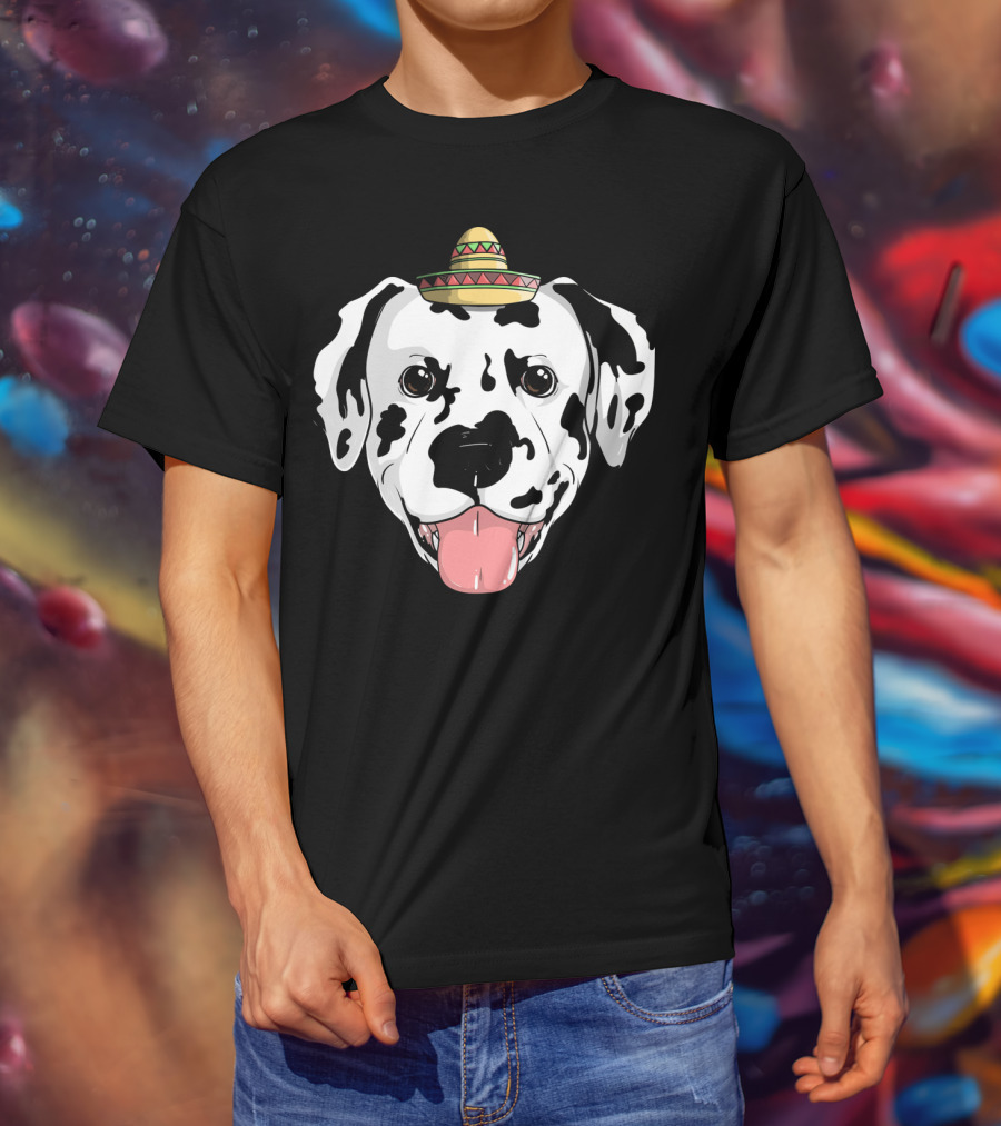 Dalmatian Dog Sombrero Fiesta Cinco De Mayo Fun T-Shirt