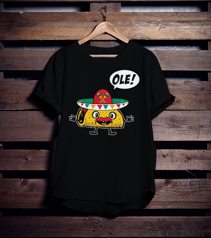 Ole Funny Taco With Sombrero For Cinco De Mayo T-Shirt