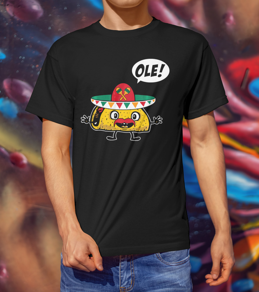 Ole Funny Taco With Sombrero For Cinco De Mayo T-Shirt