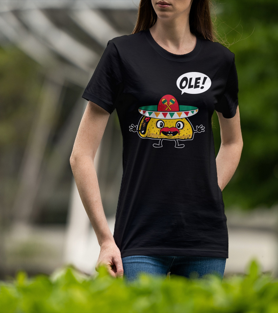 Ole Funny Taco With Sombrero For Cinco De Mayo T-Shirt