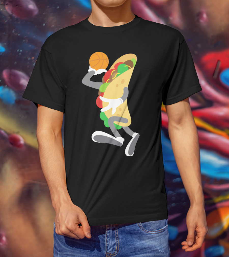 Taco Basketball Dunking Funny Mexican Cinco De Mayo T-Shirt