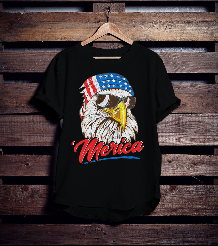 Merica Bald Eagle 80s Mullet Eagle Ameri T-Shirt