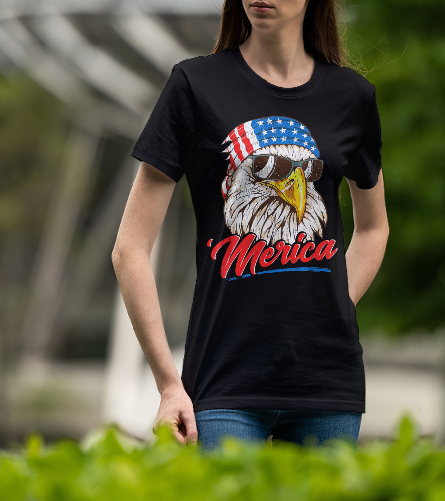 Merica Bald Eagle 80s Mullet Eagle Ameri T-Shirt