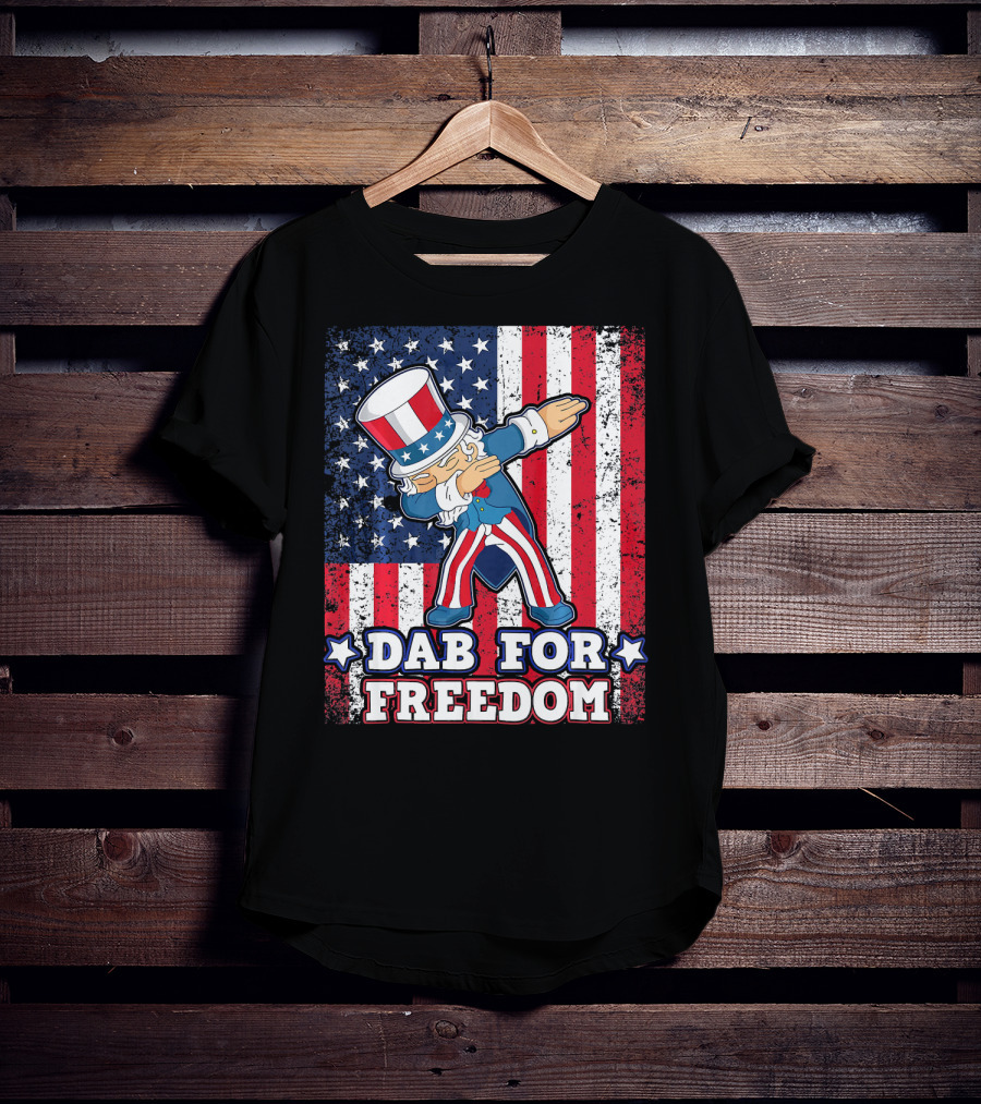Uncle Sam Dabbing Dab For Freedom Patriotic Flag T-Shirt