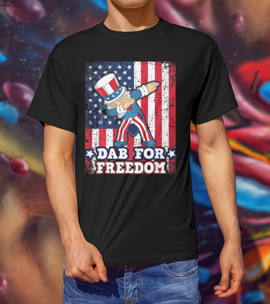 Uncle Sam Dabbing Dab For Freedom Patriotic Flag T-Shirt