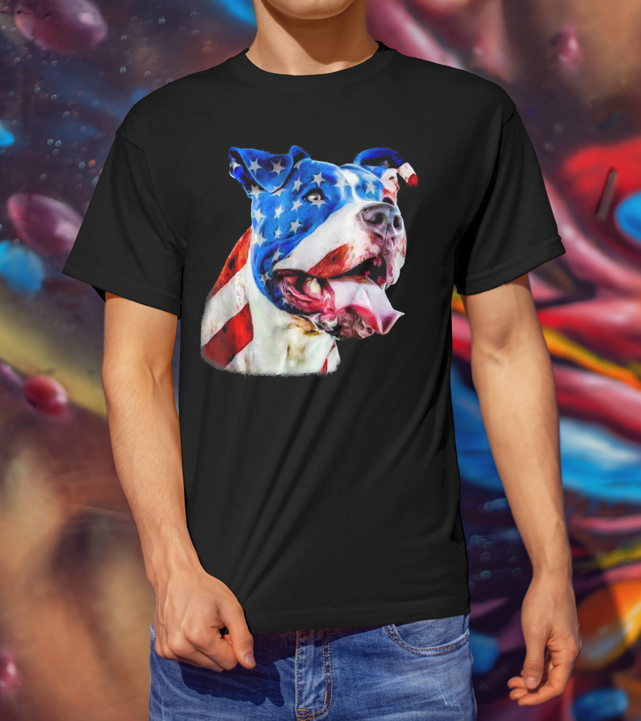 American Pit Bull Terrier USA Flag T-Shirt