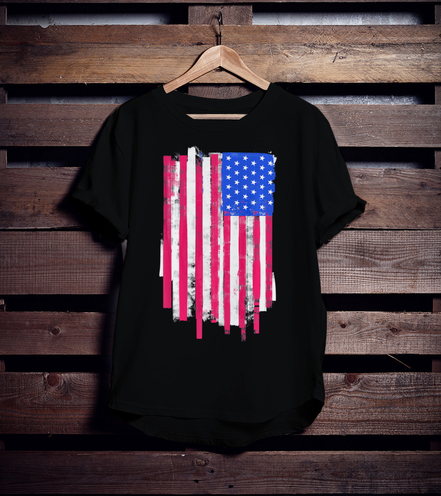 American Distressed USA Flag Patriotic T-Shirt