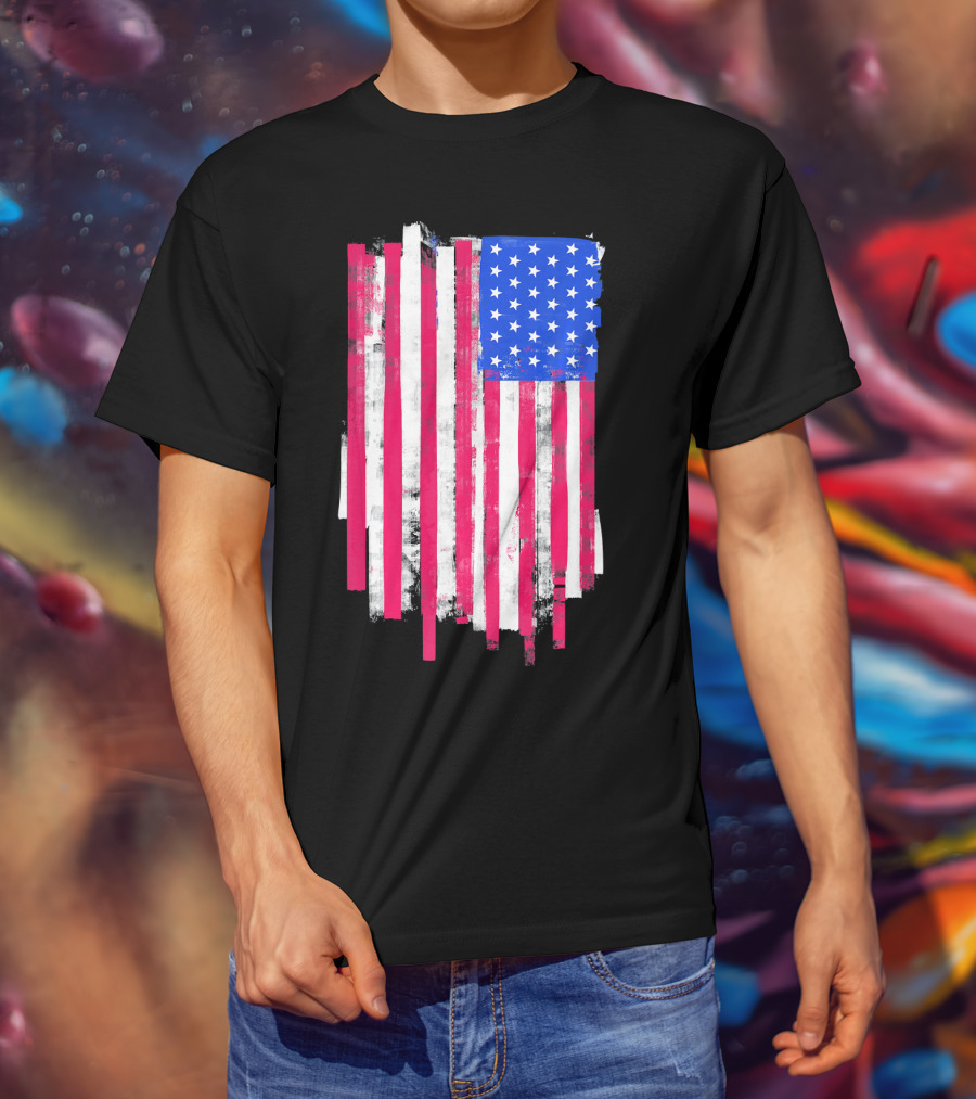 American Distressed USA Flag Patriotic T-Shirt