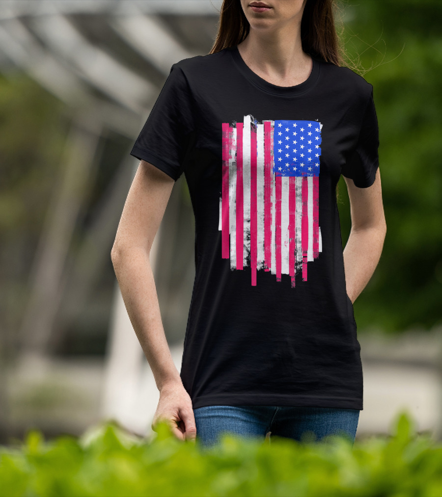 American Distressed USA Flag Patriotic T-Shirt