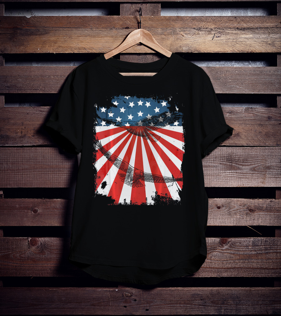 Patriotic Bald Eagle American Flag T-Shirt