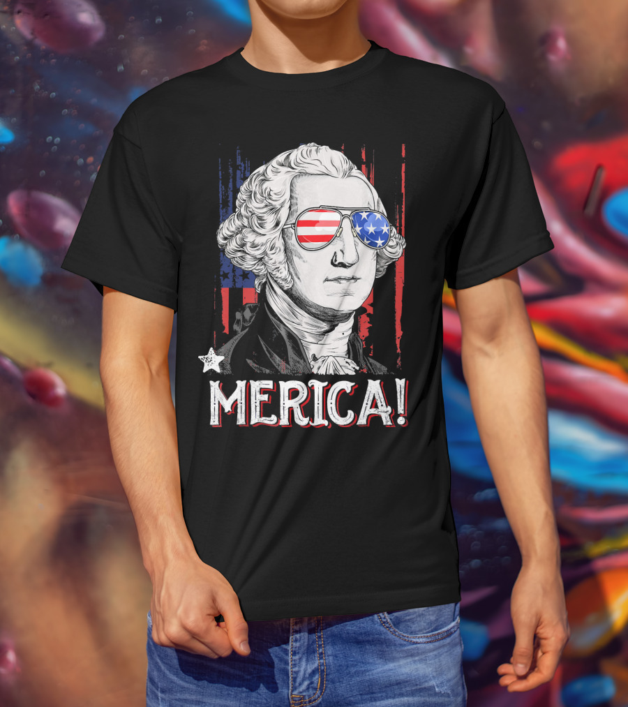Star-Spangled George Washington Cool Shades Merica T-Shirt