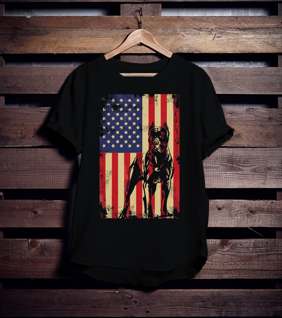 Cane Corso With American Flag Background T-Shirt