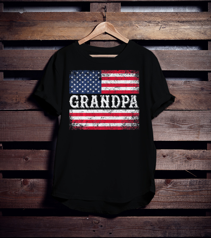 Grandpa Patriotic Vintage USA Flag T-Shirt