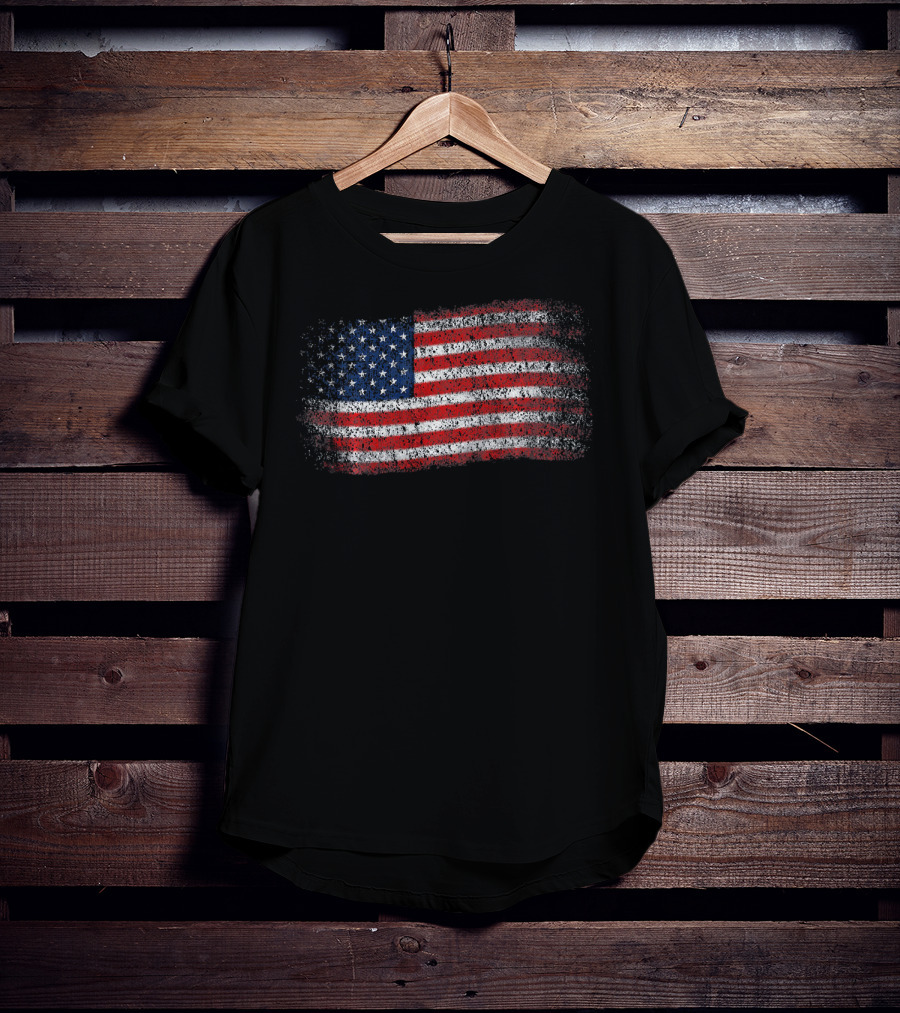 Vintage Distressed USA Flag Patriotic American T-Shirt