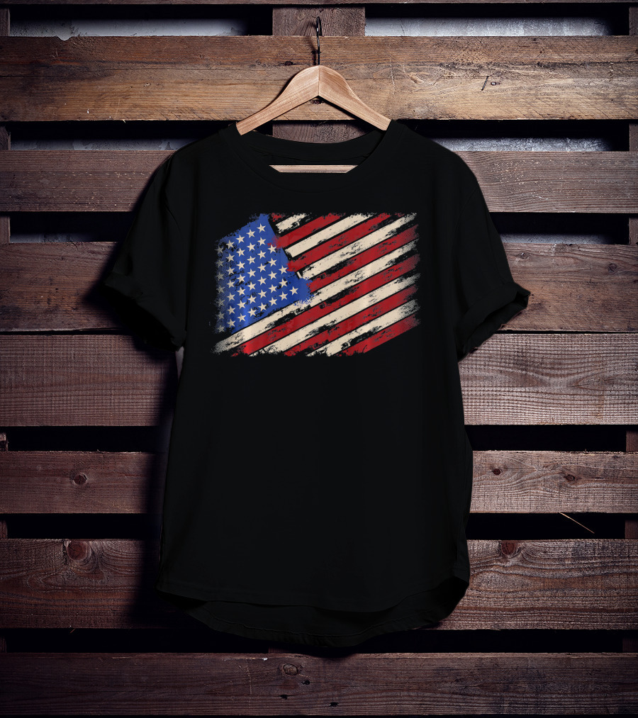 Distressed American US Flag Vintage Retro T-Shirt