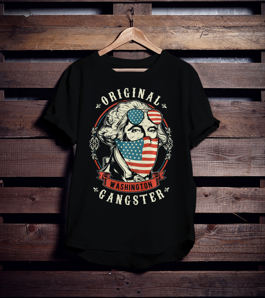 Original Gangster Washington American Flag Bandana Sunglasses T-Shirt