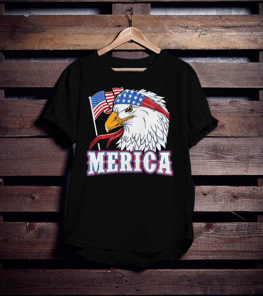 Merica Patriotic Bald Eagle American Flag Bandana USA Independence Day T-Shirt