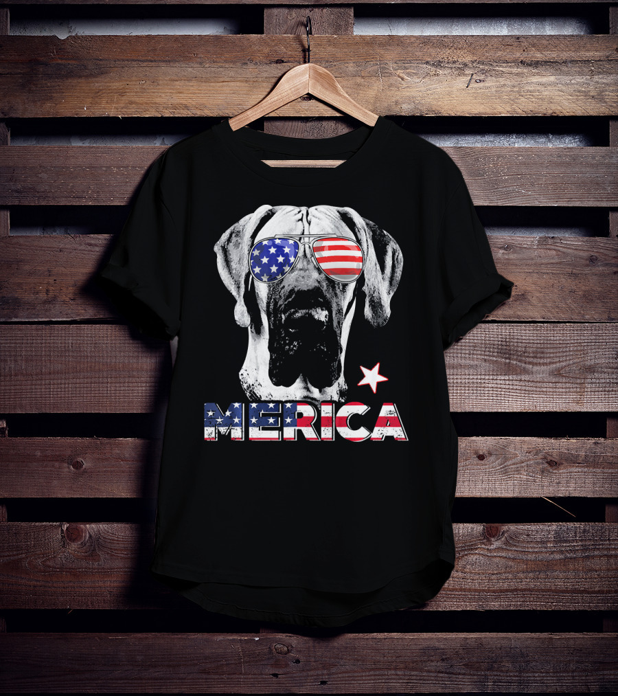 Great Dane 'Merica American Flag Sunglass Star T-Shirt