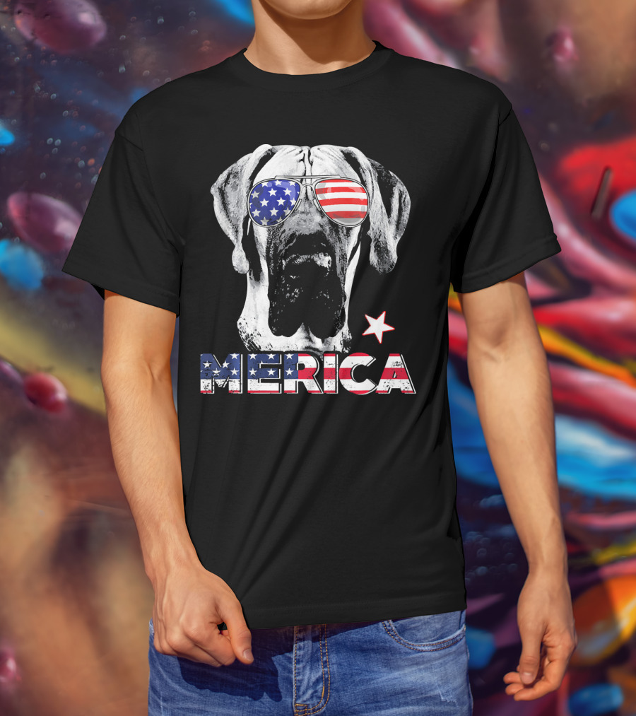 Great Dane 'Merica American Flag Sunglass Star T-Shirt